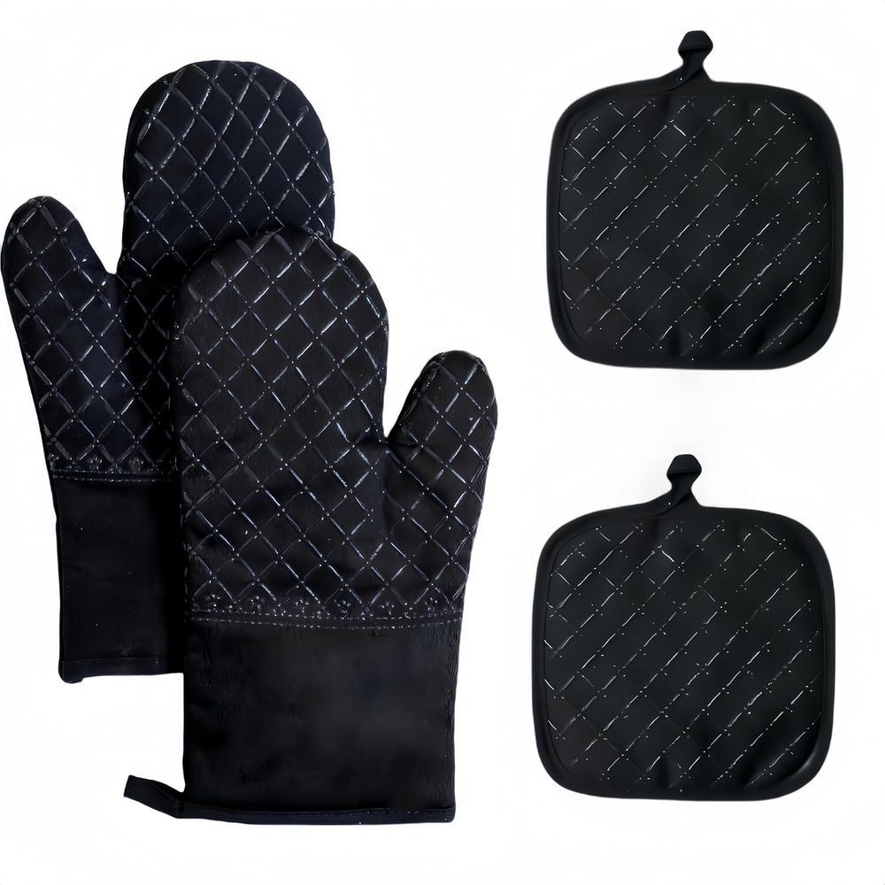 Kitchen Oven Baking Pans - 4-Piece Set, Extended Kitchen Oven Mitts