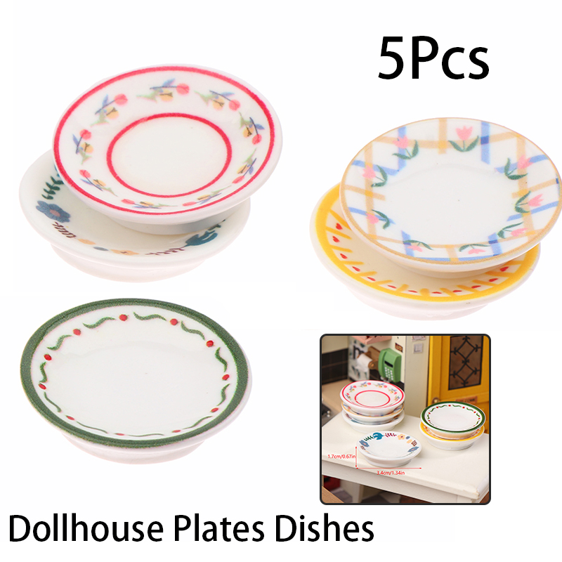 5Pcs 1/12 Dollhouse Mini Plate - огляд і ціна Kitchen Baking Storage