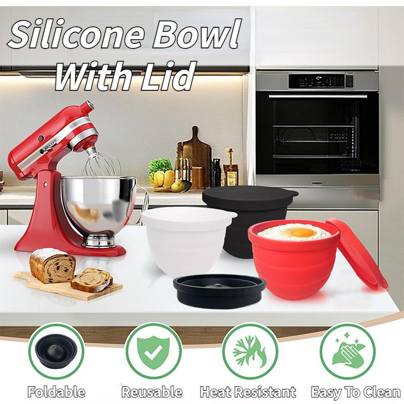 Foldable Silicone Bowl With Li - огляд і ціна Kitchen Aid Baking Lid