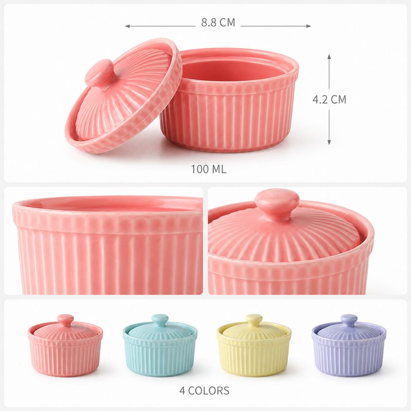 Ceramic Ramekin Bowl with Lid  - огляд і ціна Kitchen Baking Dishes