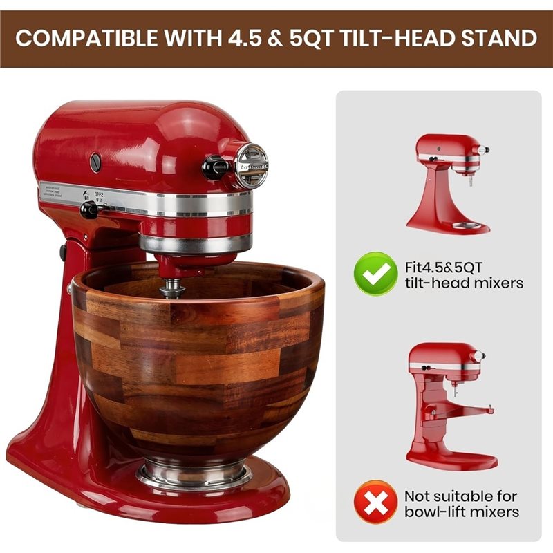ABGH-Wood Mixing Bowl For Kitc - огляд і ціна Kitchenaid Baking Bowl