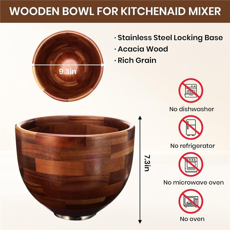 ABGH-Wood Mixing Bowl For Kitc - огляд і ціна Kitchenaid Baking Bowl