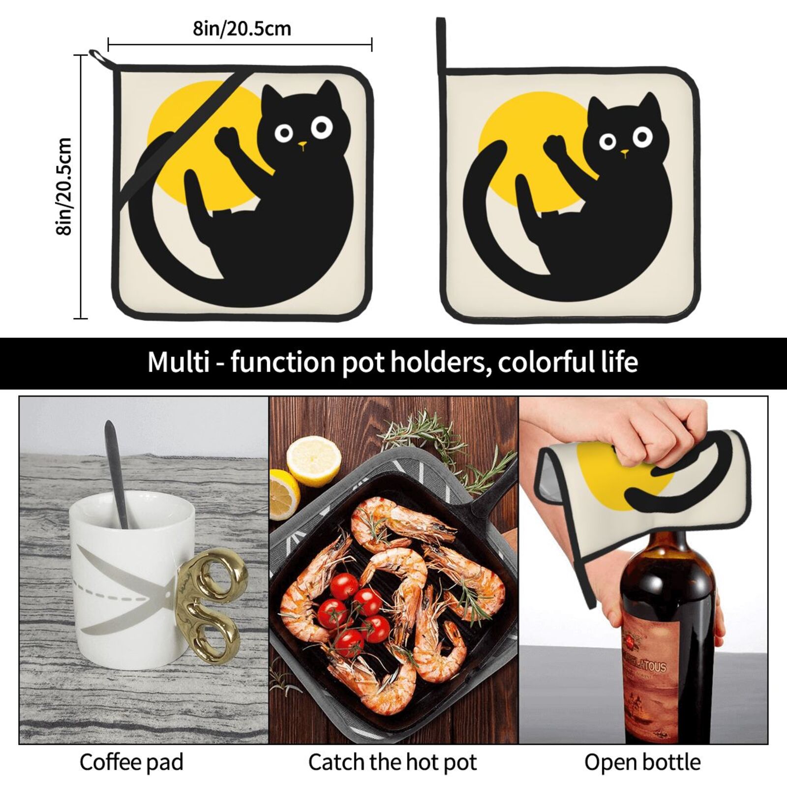 Cute Black Cat Pot Holders Set - огляд і ціна Kitchen Baking Dishes