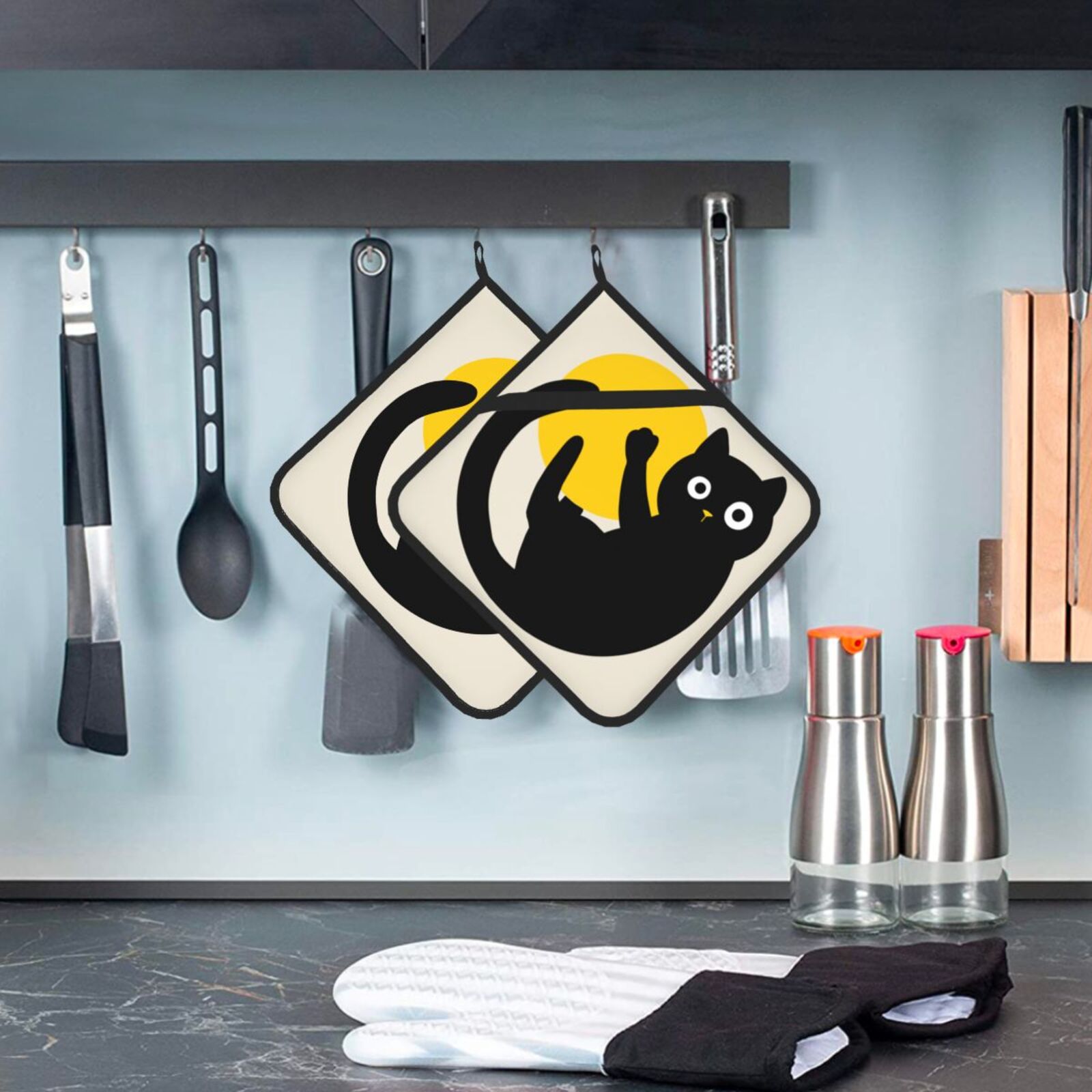 Cute Black Cat Pot Holders Set - огляд і ціна Kitchen Baking Dishes