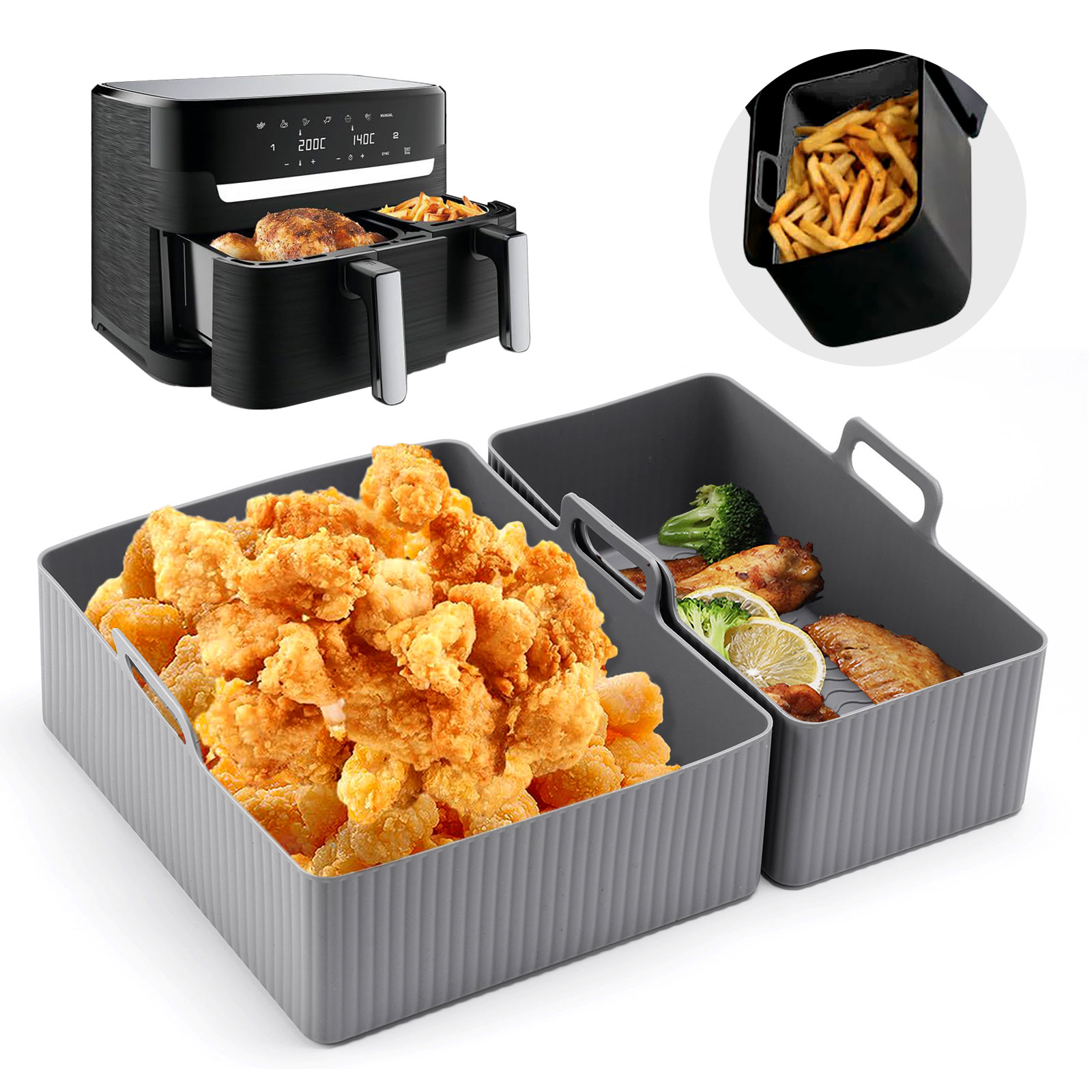 2pcs Set Silicone Air Fryer Ma - огляд і ціна Kitchen Oven Baking Pans